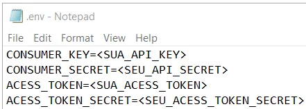 Tela do Twitter Developer Portal mostrando as chaves de acesso